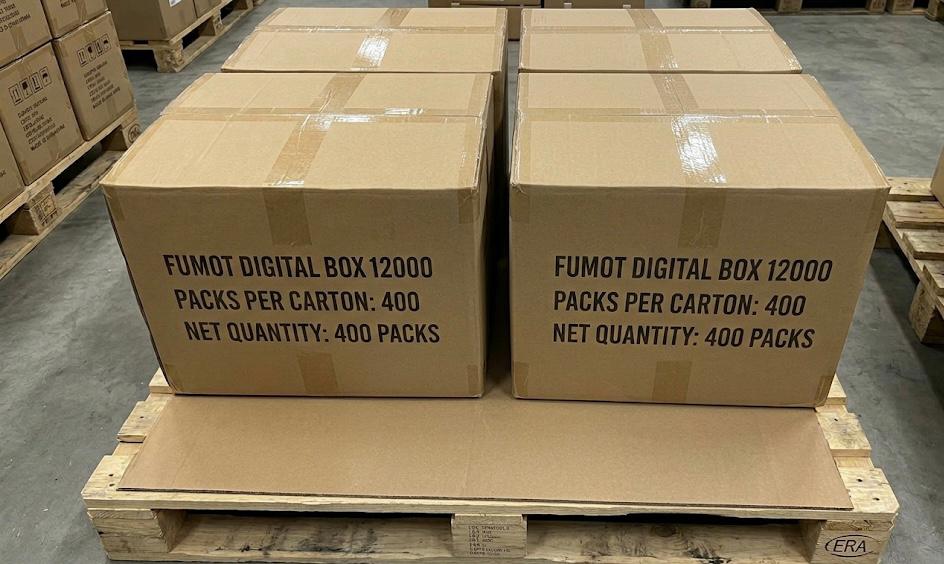 Lagerbestand von Fumot Tornado und Digital Box Vapes im B2B-Großhandelslager in Deutschland NRW